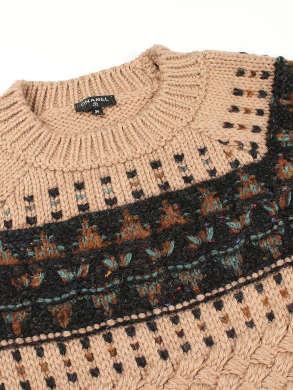 Chanel Knit Cable Beige Wool Sweater - Picture 8 of 9